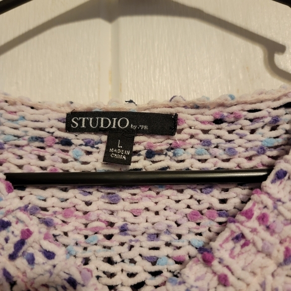 Studio by JPR Chenille Hoodie Sweater Knit Lavender Long Sleeve Size Large - Picture 3 of 6